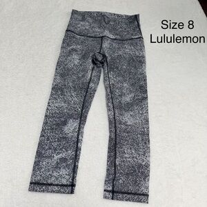 Lululemon Wunder Under Crop Hi-Rise Luon Spray Jacquard White Black 8 Pants